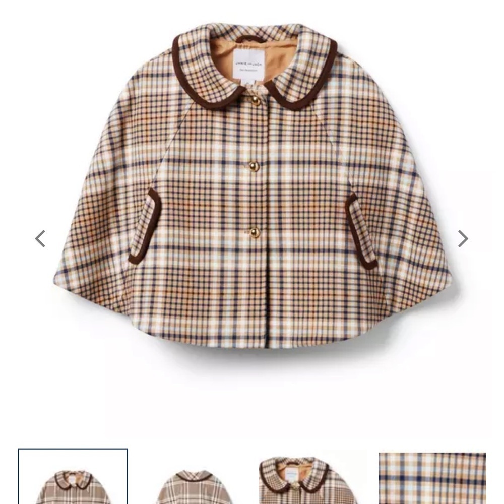 Janie and Jack Plaid Cape - Green, Orange, Brown - Picture 6 of 10